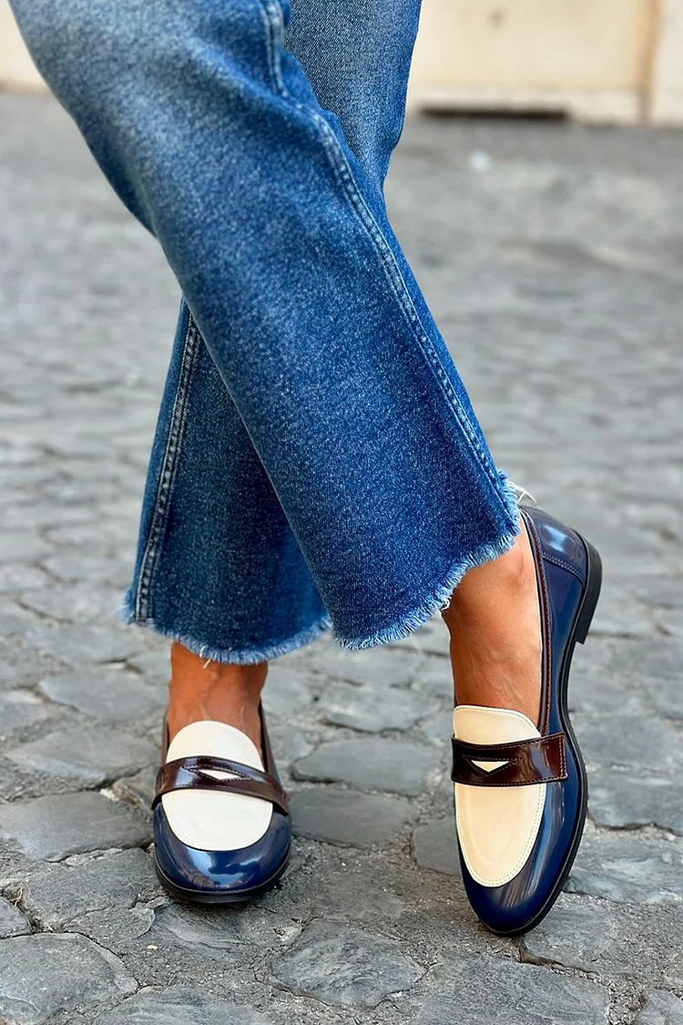 Mocasines Oslo Navy | Charol tricolor con estilo retro
