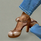 Zapatos Lara Retro | Tacón alto bicolor con pulsera T