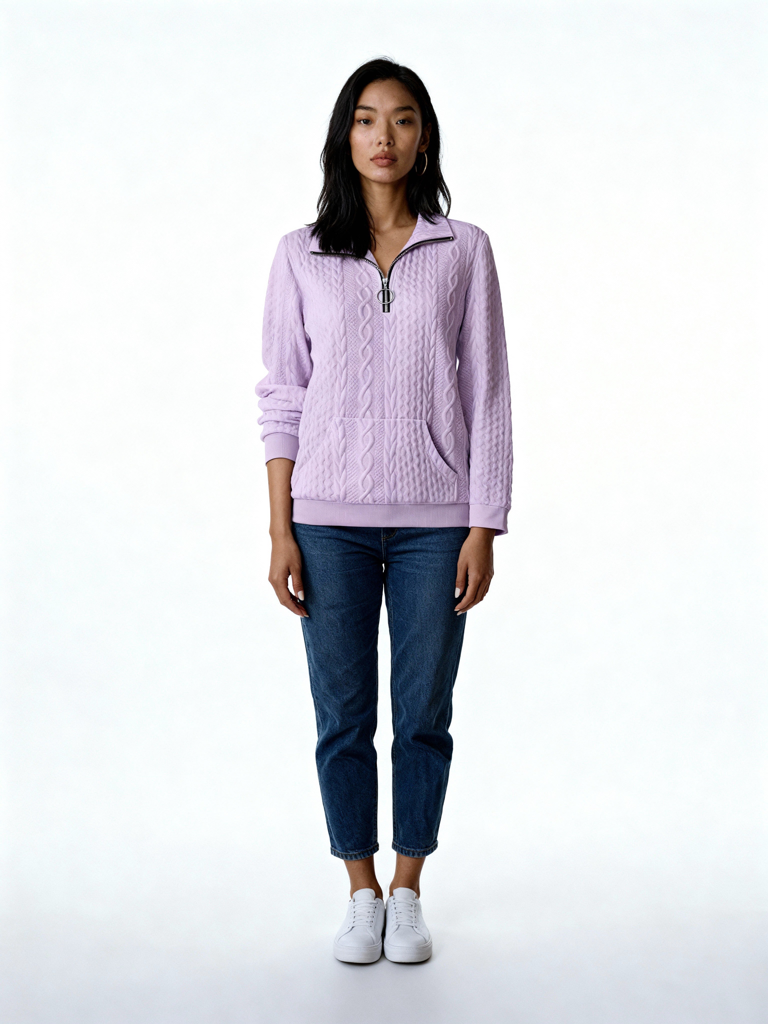 Kael | Sudadera trenzada con cremallera y cuello alto