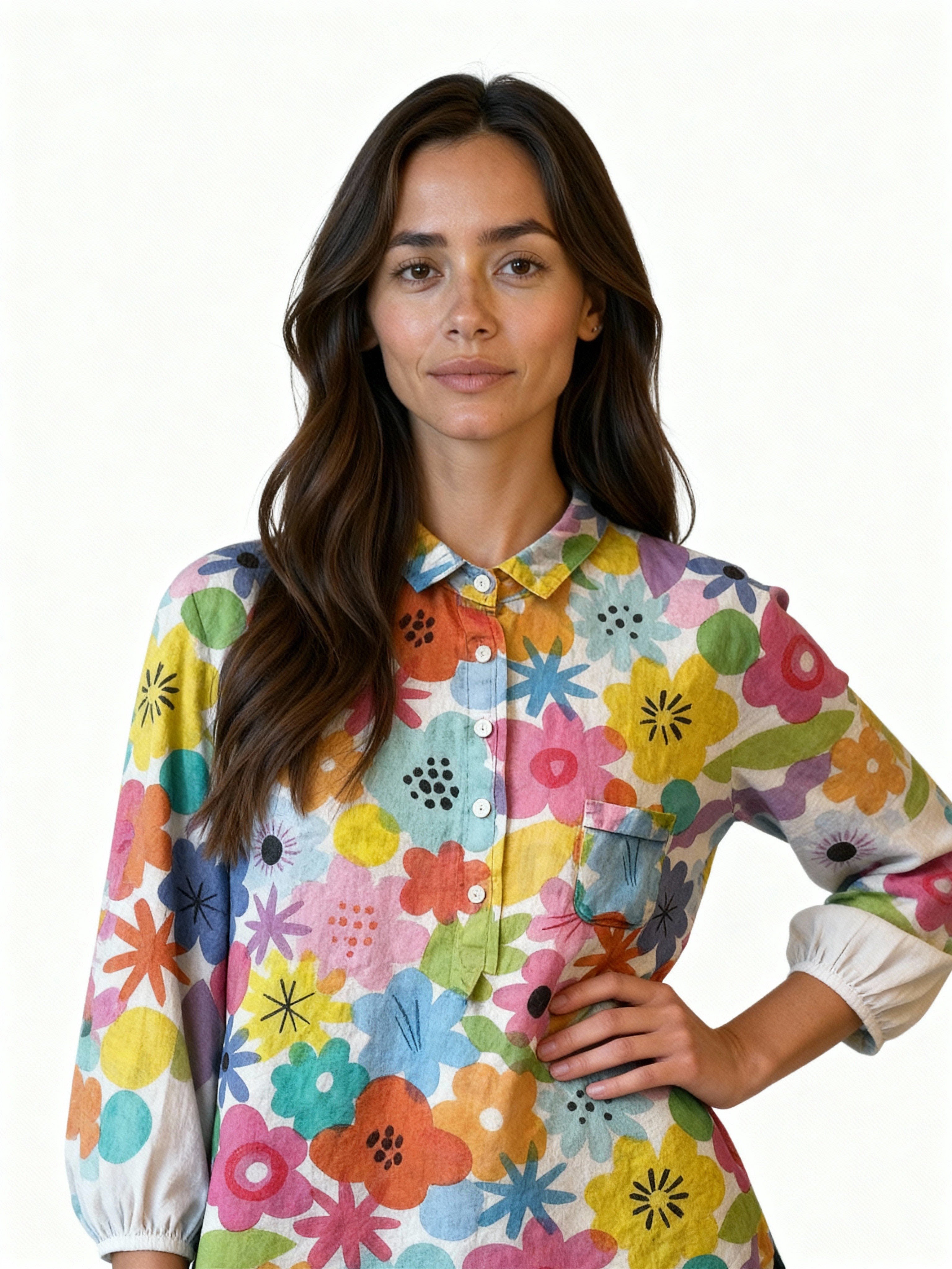 Bora | Camisa oversize estampada de lino