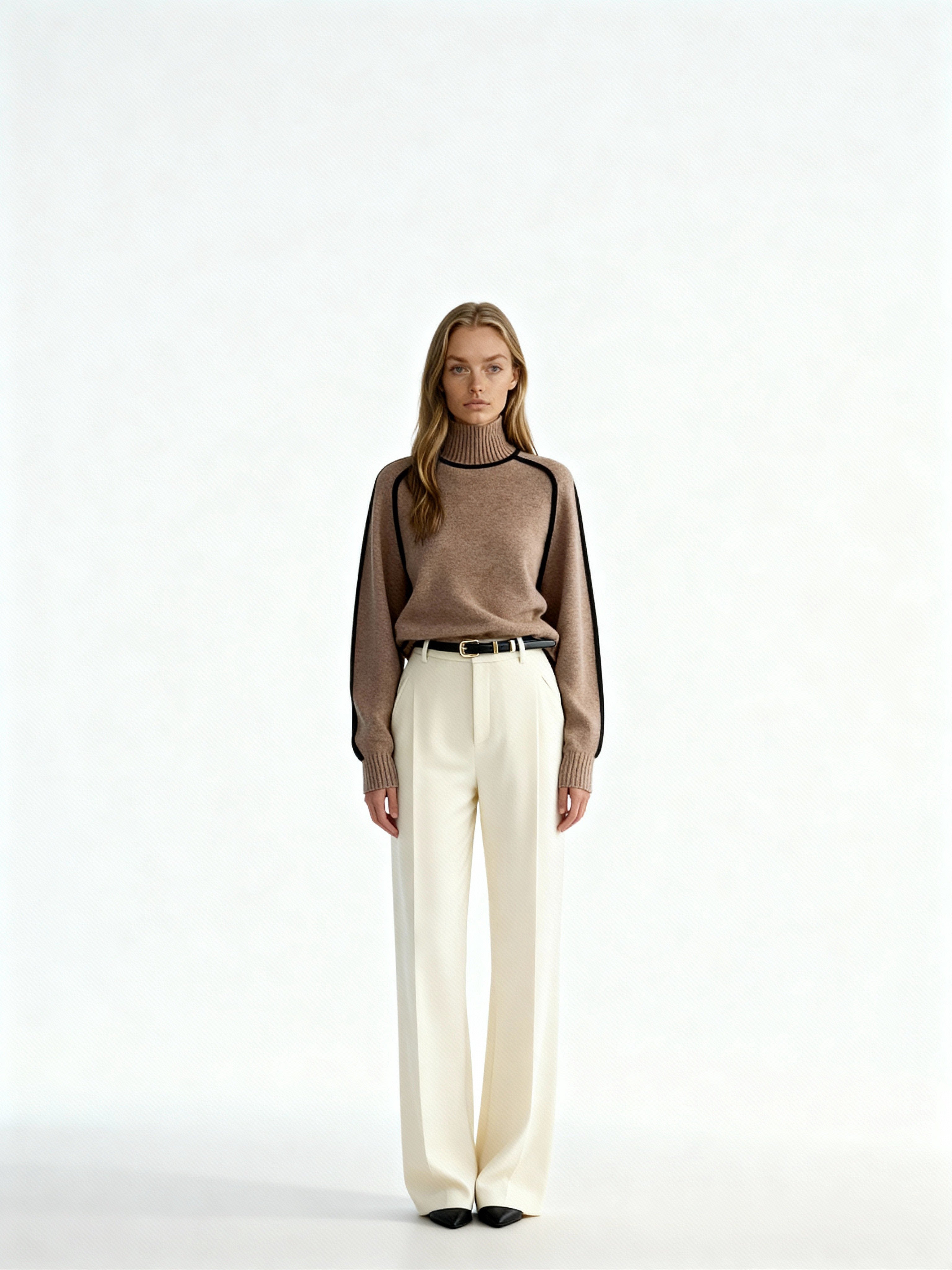 Mila | Jersey de punto con cuello vuelto y ribete contrastado
