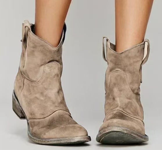 Botas Aura West | Botines cowboy de ante con tacón bajo
