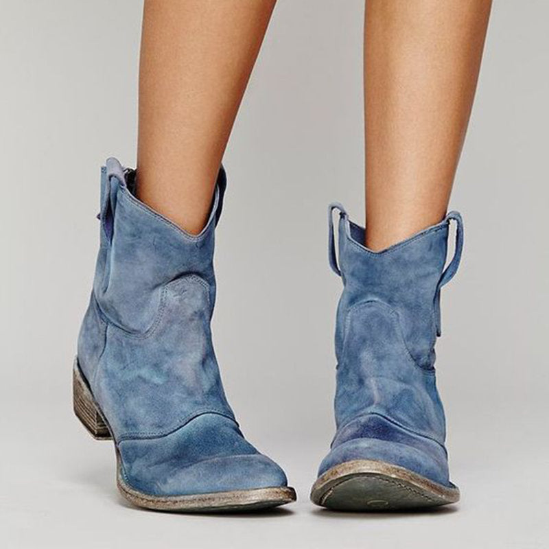 Botas Aura West | Botines cowboy de ante con tacón bajo