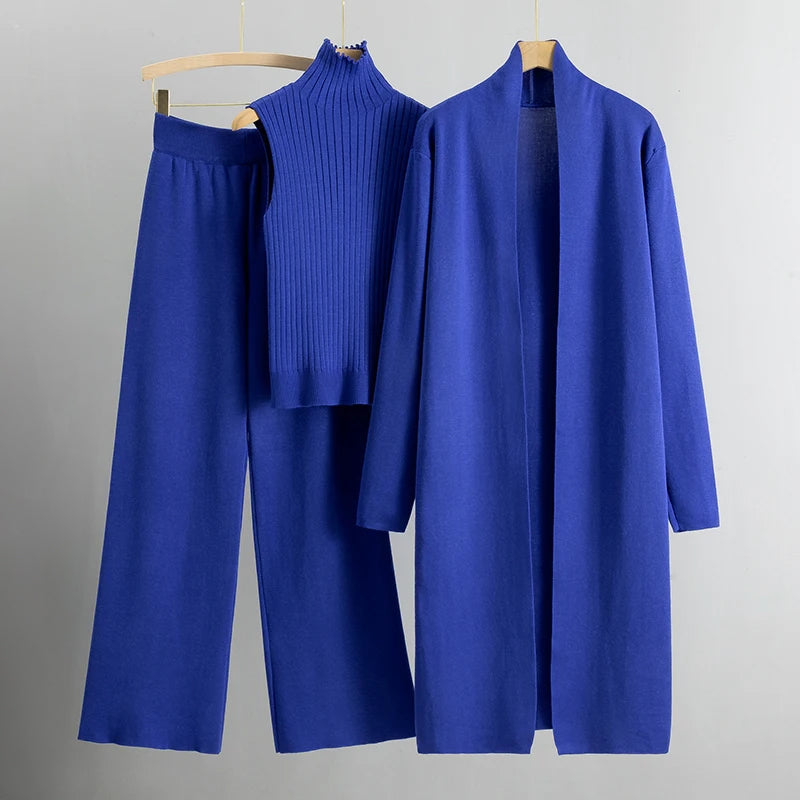 Conjunto Aura Knit | Chaleco de canalé y cárdigan largo