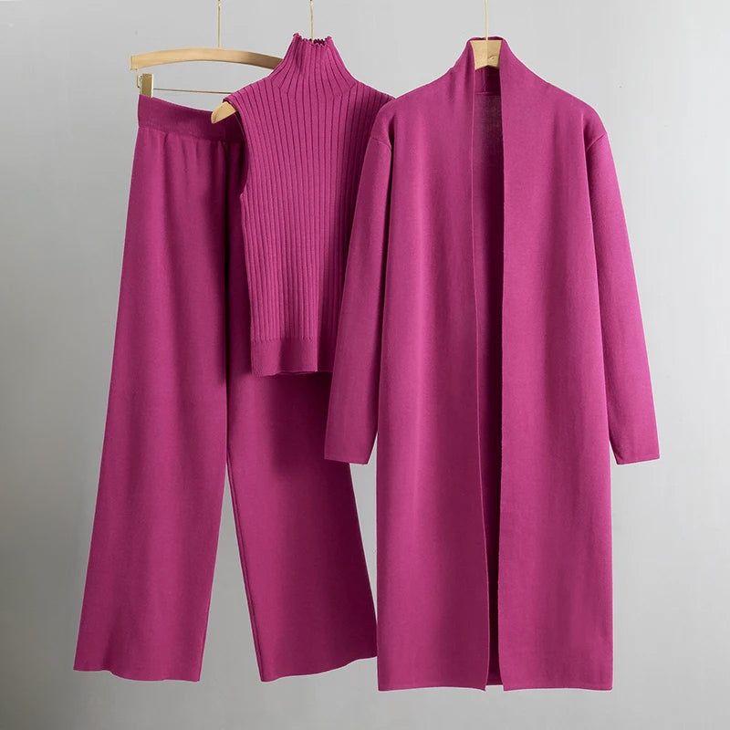 Conjunto Aura Knit | Chaleco de canalé y cárdigan largo