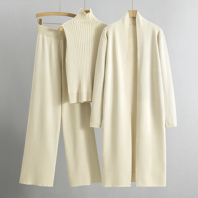 Conjunto Aura Knit | Chaleco de canalé y cárdigan largo
