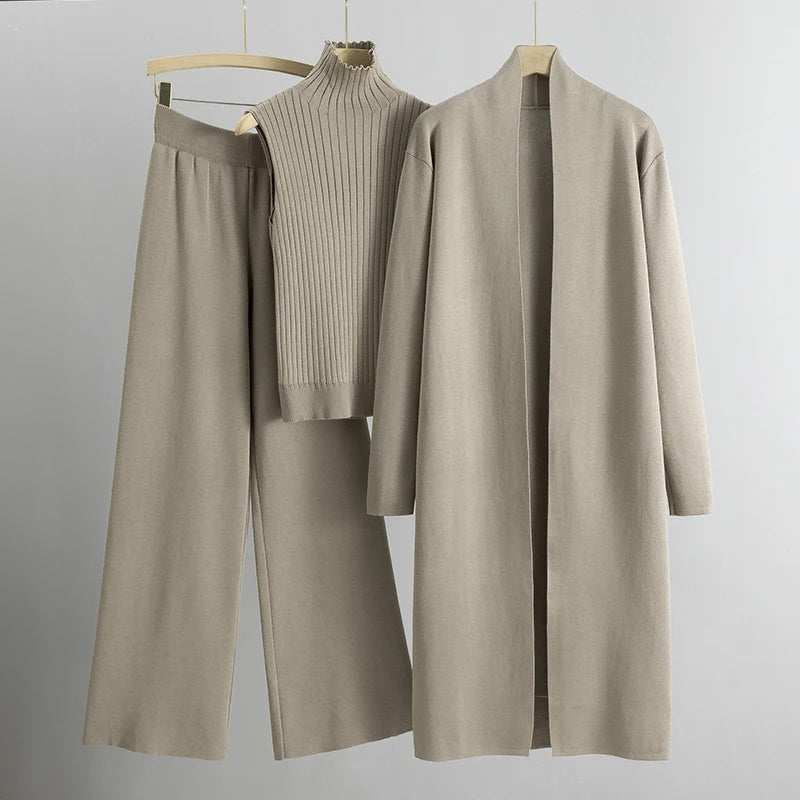 Conjunto Aura Knit | Chaleco de canalé y cárdigan largo