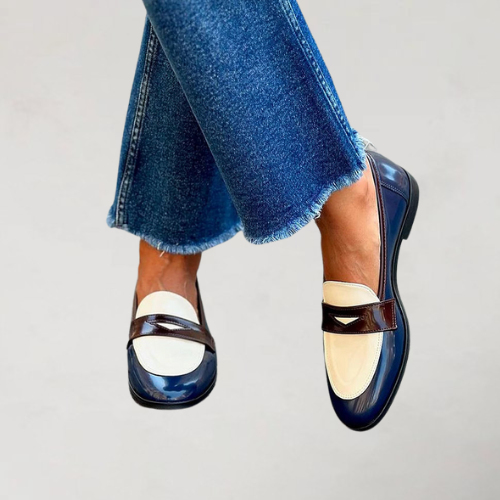 Mocasines Oslo Navy | Charol tricolor con estilo retro