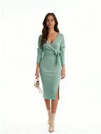 Canalé Leman | Vestido midi de punto con lazo lateral
