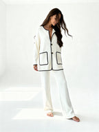 Conjunto Paris Knit | Chaqueta con ribete contrastado y pantalón fluido