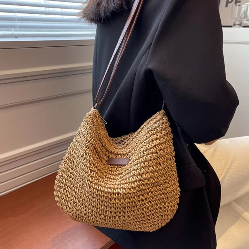 Bolso Siena Rafia | Estilo natural con correa de piel
