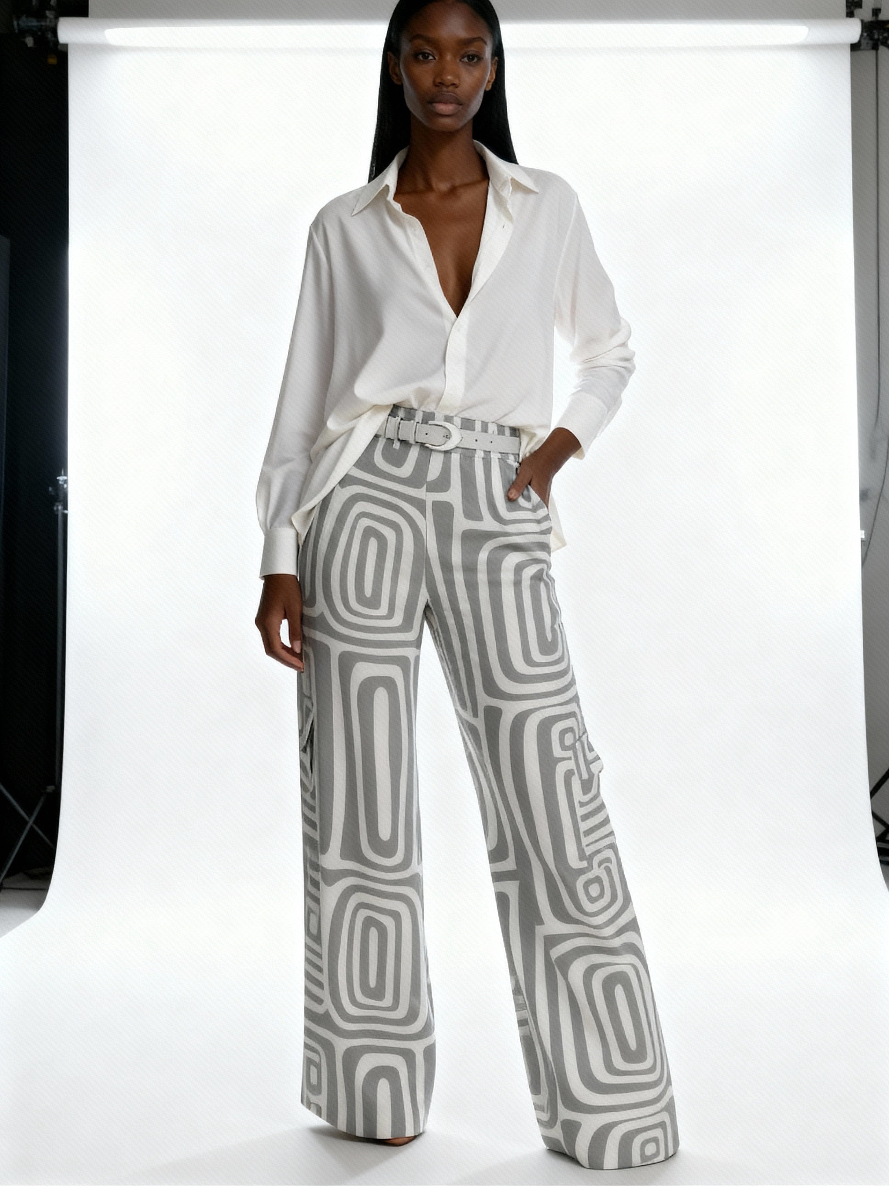 Conjunto Siena Geo | Blusa fluida y pantalón estampado geométrico