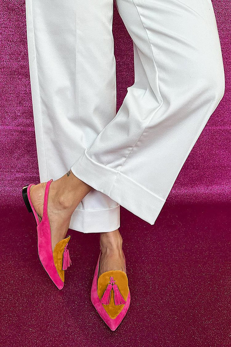 Mules Verona Pop | Ante bicolor con borlas artesanales