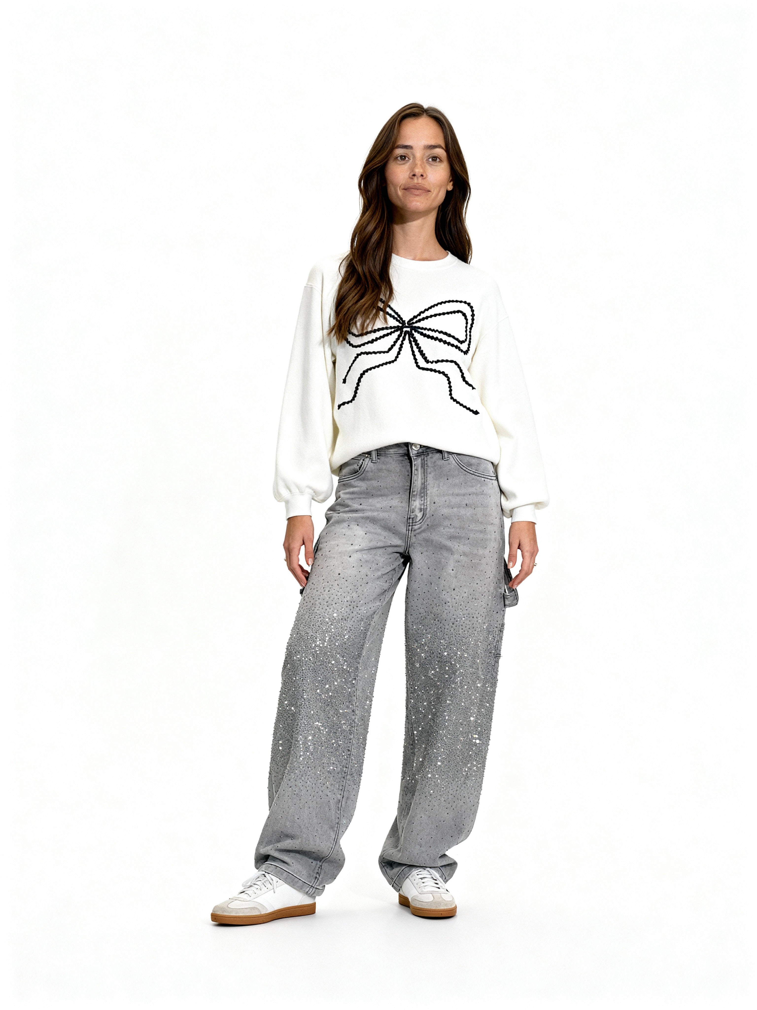 Pantalón Galaxy | Denim ancho con brillo de cristales